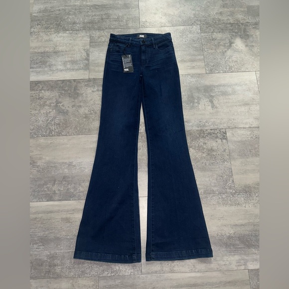 PAIGE Genevieve Hi-Rise Flare Leg Jeans Dark Wash Size 24 - Picture 4 of 14